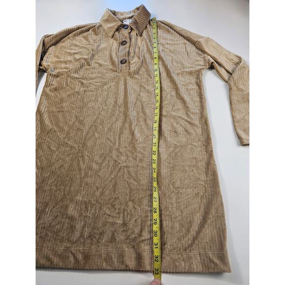Asos size 2 long sleeve tunic dress velour beige 3 button collar EUC Warm cozy - Picture 7 of 7